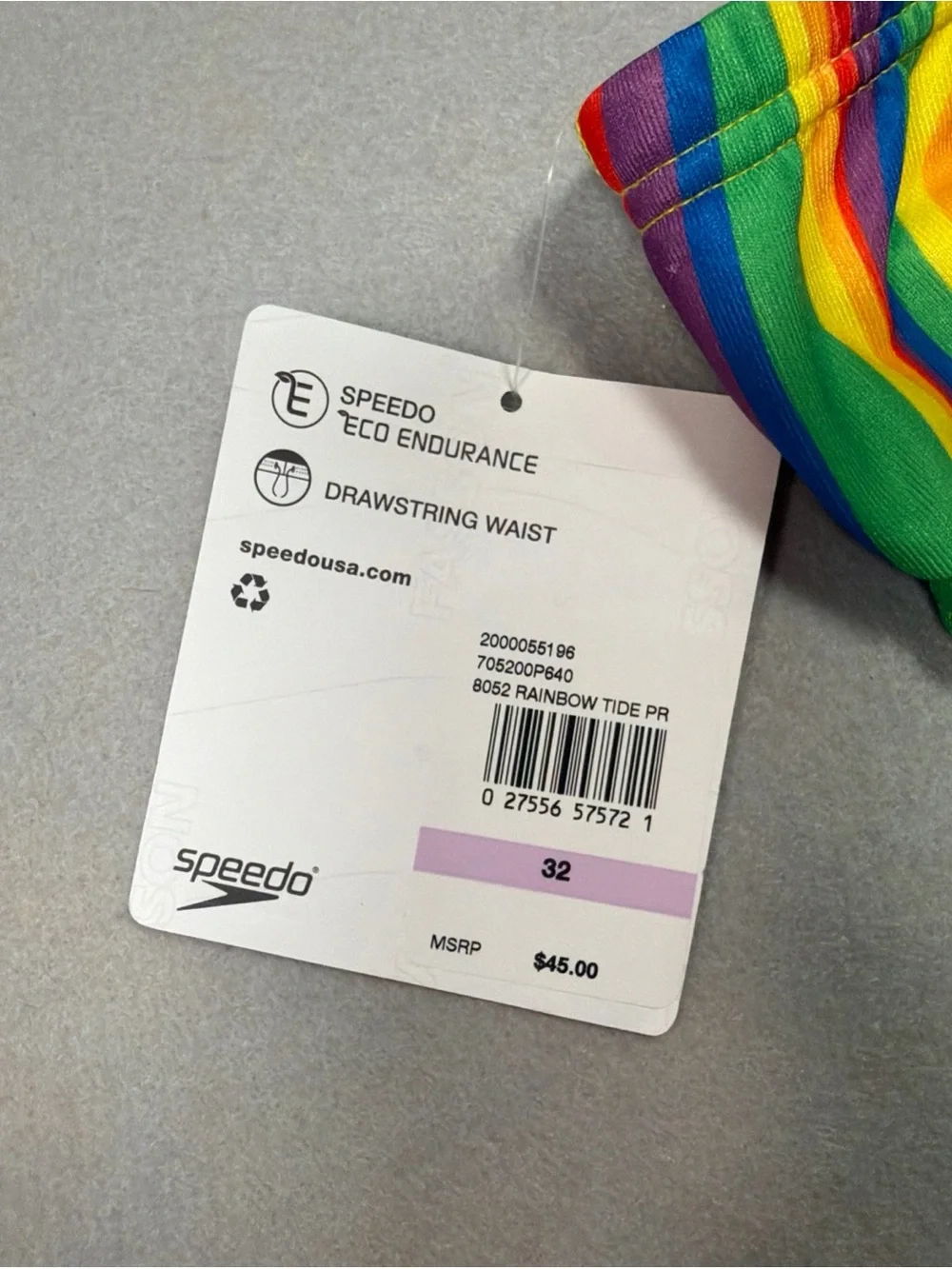 Speedo Pride Rainbow Tide Swim Brief Mens 32 Eco Endurance NWT